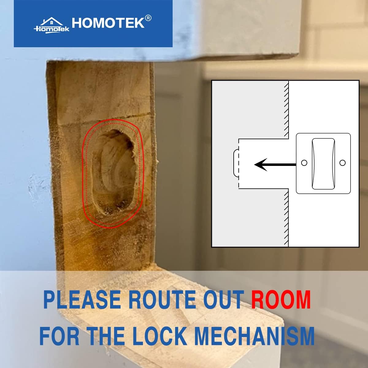 HOMOTEK Privacy Sliding Door Lock with Pull - Replace Old Or Damaged Pocket Locks Hardware Quickly and Easily, 2-3/4”x2-1/2”, for 1-3/8” Thickness Door, Black