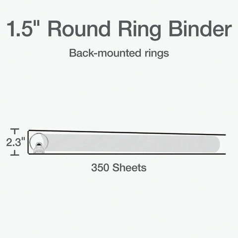 Oxford Ring Binders, 1.5" Round Ring Binders, View Binder, Covers on 3 Sides, XtraLife Hinge, Non-Stick, PVC-Free, White, 350 Sheet Capacity (1002547)