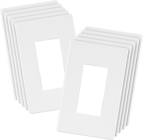LIDER Decorator Switch Cover, Screwless Wall Plate, Matte White, 10-Pack