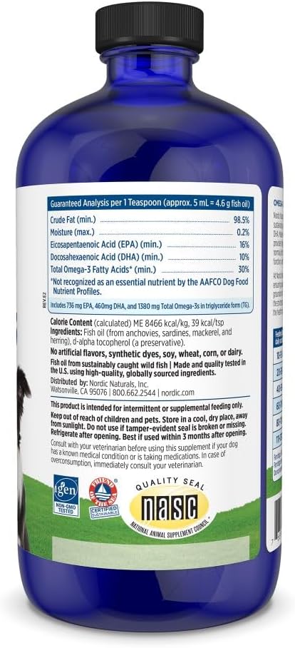Nordic Naturals Omega-3 Pet, 1380mg Fish Oil for Dogs w/EPA DHA - 16oz