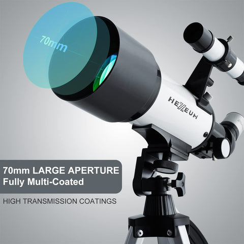 Telescope for Kids & Adults - 70mm Aperture 500mm AZ Mount Fully Multi-Coated Optics Astronomical refracting Portable Telescopes, with Tripod Phone Adapter, Carrying Bag, Remote Control White