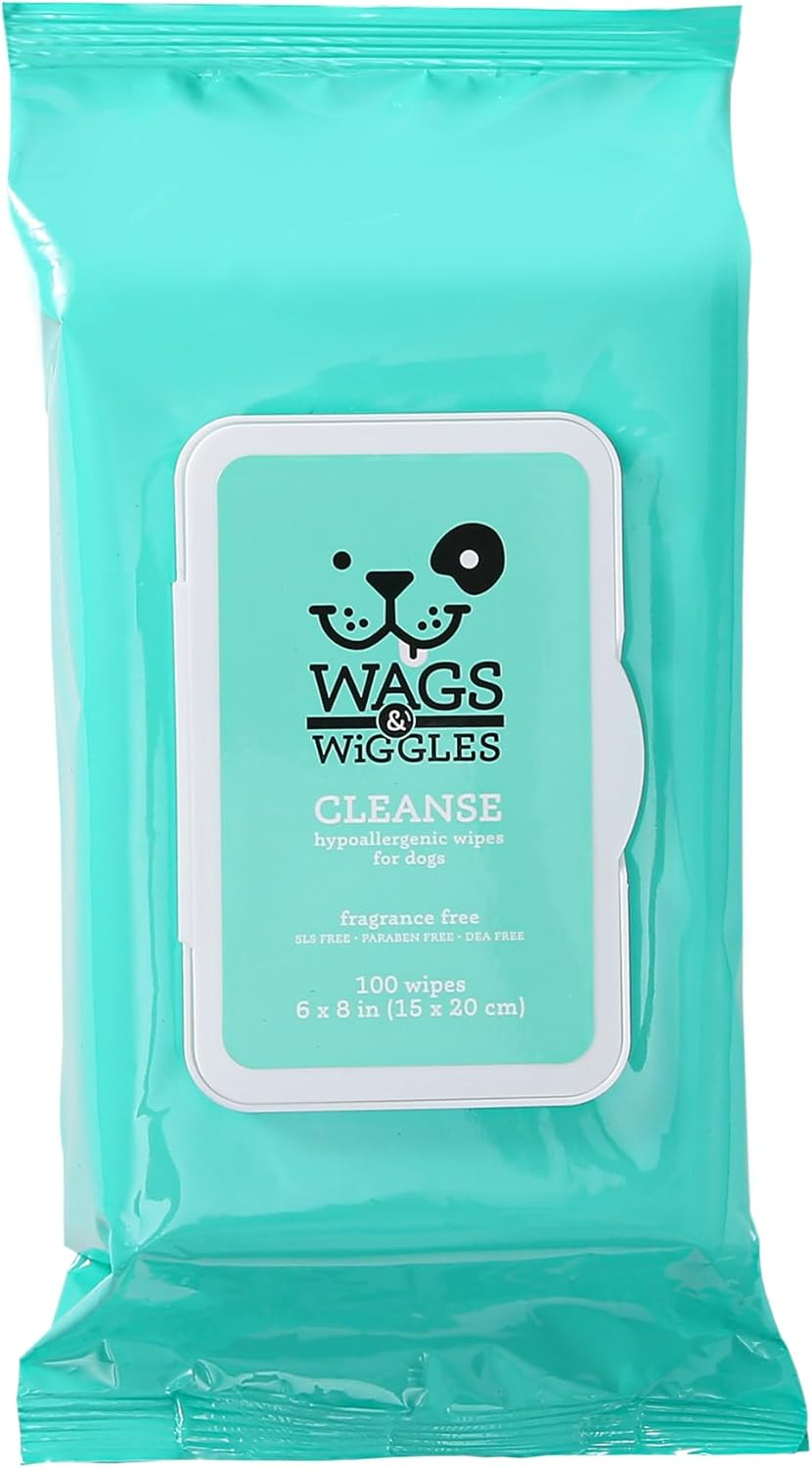 Wags & Wiggles Hypoallergenic Dog Wipes, Fragrance-Free, 100 Count
