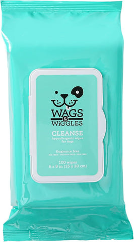 Wags & Wiggles Hypoallergenic Dog Wipes, Fragrance-Free, 100 Count