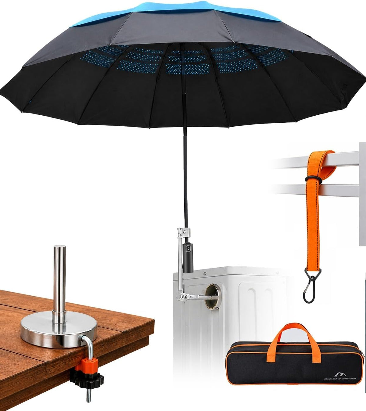 Hvac Umbrella with Magnetic Base & Clamp, Outdoor Work Umbrella