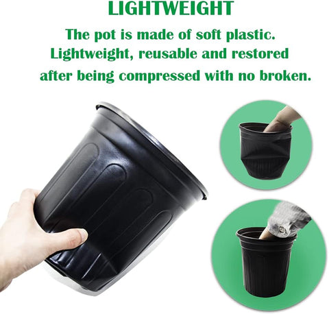 HECTOLIFE 50-Pack 1 Gallon Black Flexible Flower Plant Nursery Pots