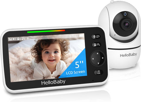 HelloBaby No WiFi Baby Monitor Camera and Audio HB6550, 5" Video Screen