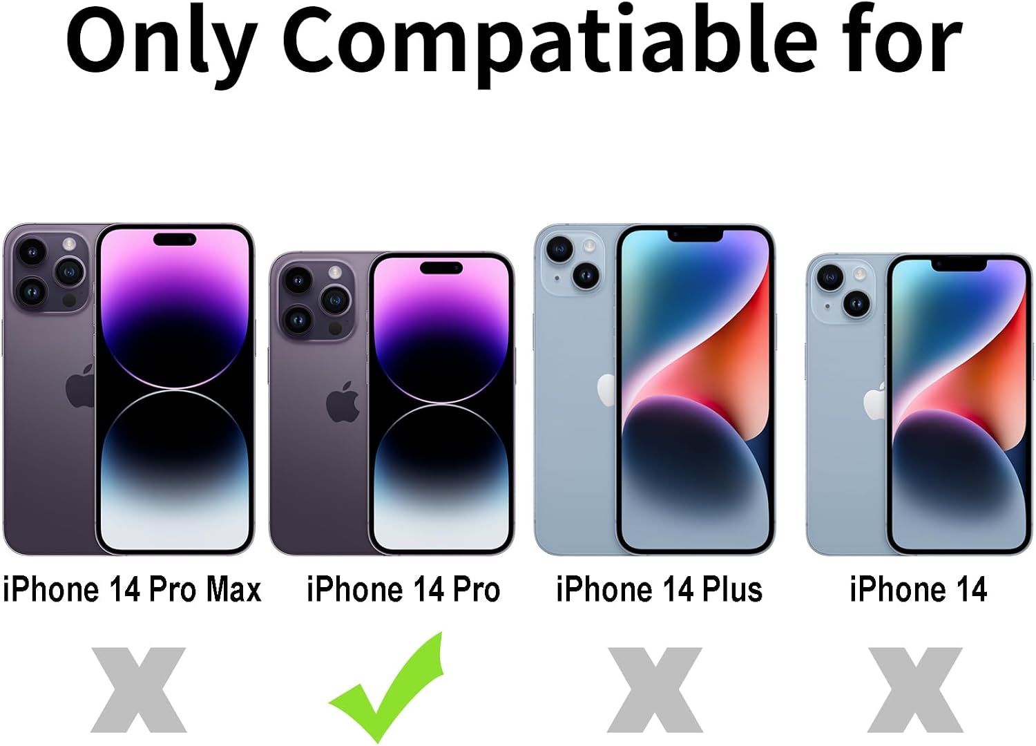 TENOC Phone Case Compatible with iPhone 14 Pro, Black Case Anti-Fingerprint Protective Bumper Matte Cover for 6.1 Inch