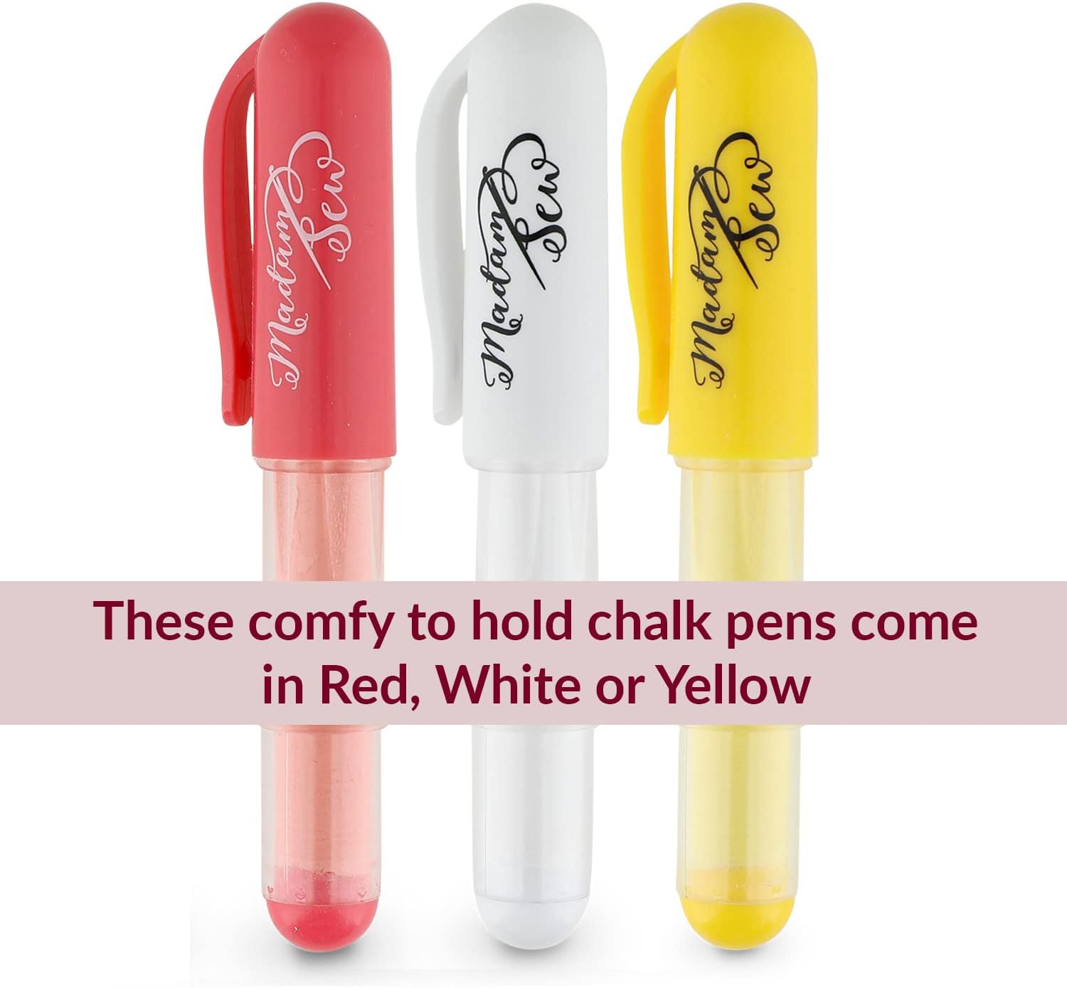 Madam Sew Refillable Tailors Chalk for Fabric - Washable Fabric Markers for Sewing and Quilting with Dosing Wheel, Tailor Chalk Pen for Precise Marking on Cotton, Knit, Suede (Yellow)