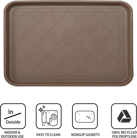 WATANIYA PET Boot Tray for Entryway Indoor, Heavy Duty Shoe Mat Tray 2 Packs, 16.7"x12.8" Waterproof Shoe Trays with Raised Edge, Outdoor Multi-Purpose Mat for Boots, Garden, Pet