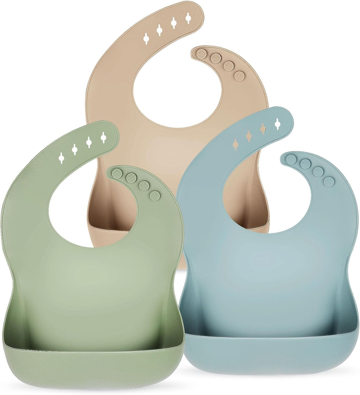 Eascrozn Silicone Bibs for Babies Toddler Set of 3, BPA Free