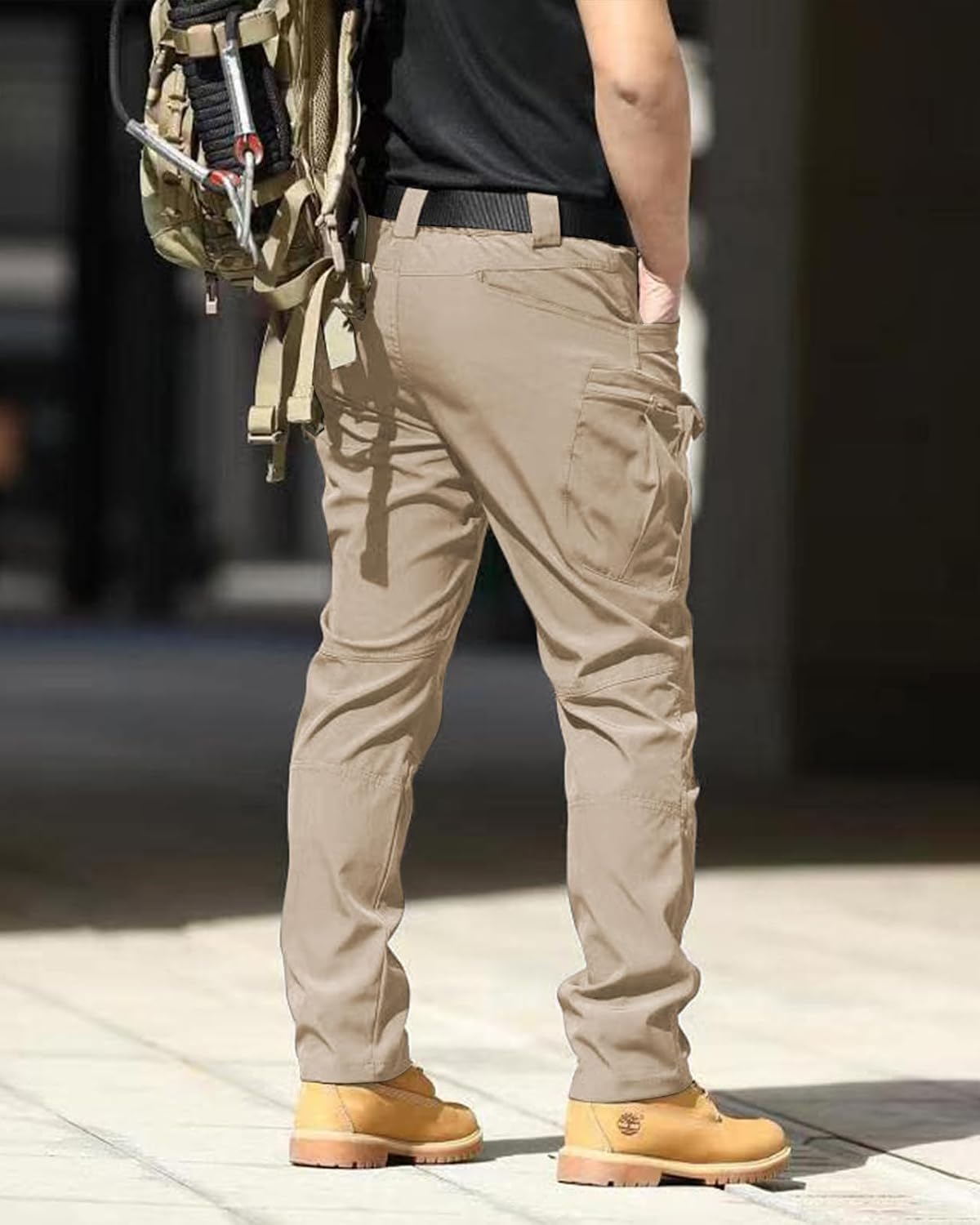 Men's Tactical Pants Stretch Waterproof Fabric Durable Cargo Pants for Hiking Casual Work Multi Pockets (No Belt)