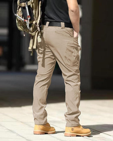 Men's Tactical Pants Stretch Waterproof Fabric Durable Cargo Pants for Hiking Casual Work Multi Pockets (No Belt)