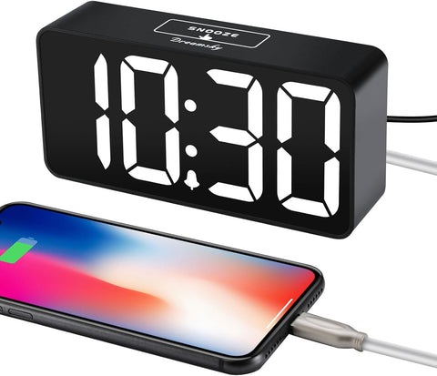 DreamSky Small Digital Alarm Clock for Bedroom, Large Big Numbers Display