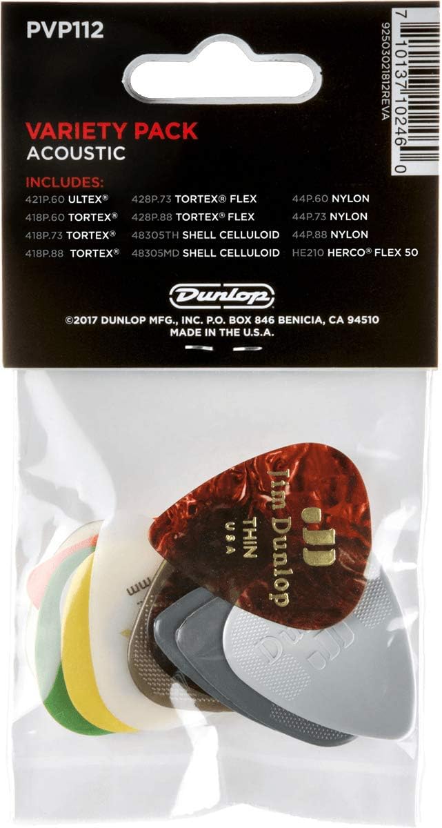 Jim Dunlop Acoustic Pick Variety Pack - 12 Pack