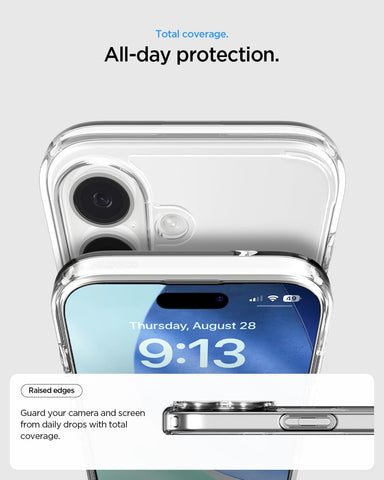 Spigen for iPhone 17 Case, Ultra Hybrid [TPU Covered Camera Control] [Anti-Yellowing] [No Magnet Ring] - Crystal Clear