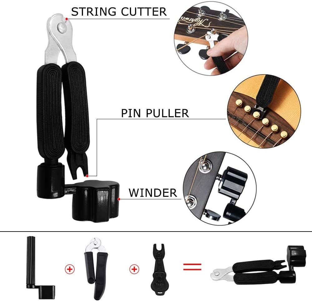 NERECNDENS 66PCS Guitar Accessories Kit, Acoustic Changing Tool, Including Guitar Acoustic Strings, Picks, Capo, String Winder&Cutter, Tuner, Bones, for Players and Beginners