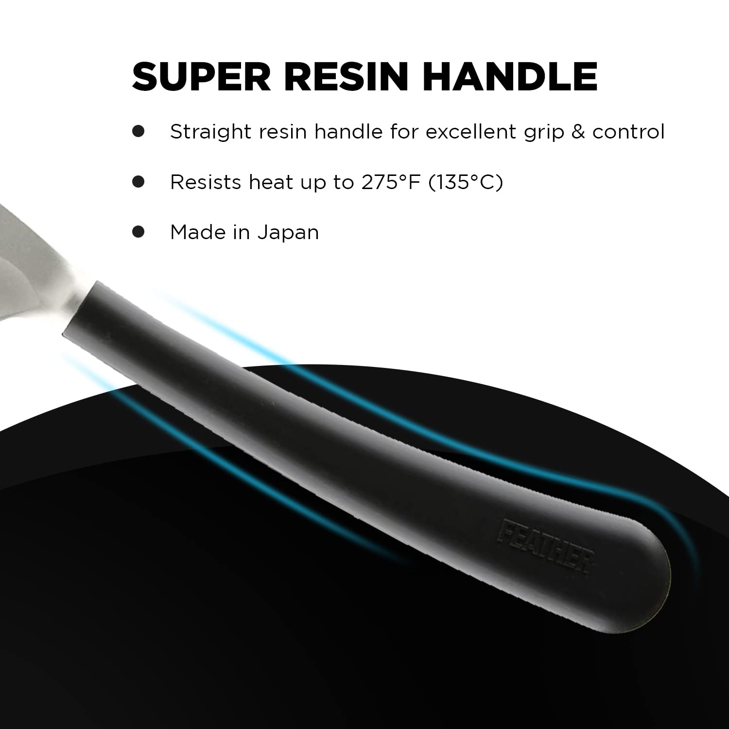 Feather Artist Club Black SS Straight Razor - Straight Razor for Single Straight Edge Barber Razor Blades - Professional Shaving Razor for Men - Made in Japan
