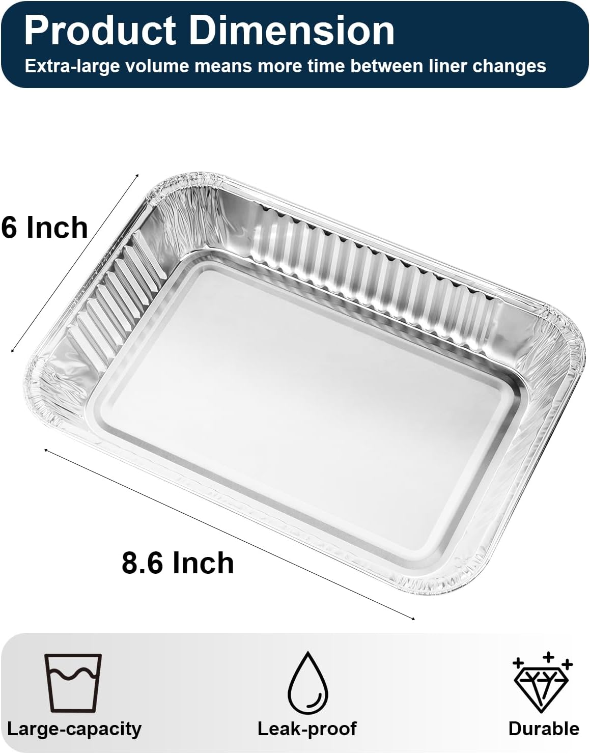 Drip Pans for Weber, Disposable Aluminum Foil Grease Trays for Weber Grills, Universal Replacement Liners for Weber Series, 8.6" x 6" - 20 Pcs