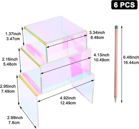 Cerpourt 2 Sets Acrylic Display Risers Colorful Product Stand,Cupcakes Holder Dessert Display Transparent Showcase Stands, Candy Bar Risers, Acrylic Lifts Display for Figures