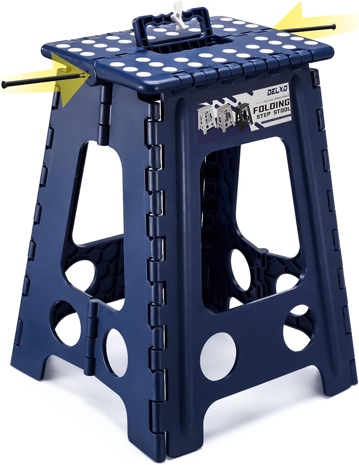 Delxo 17.5 Inch Folding Step Stool,Foldable Step Stool for Adults Blue