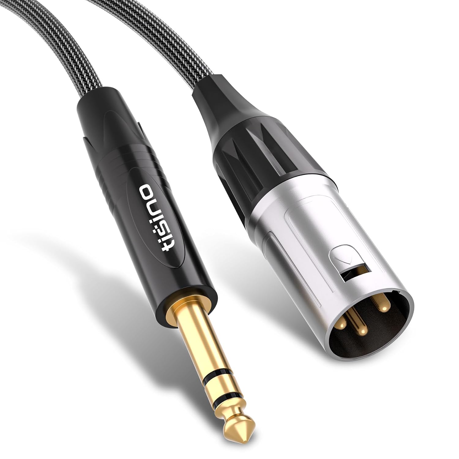Tisino Male XLR to 1/4" TRS Balanced Microphone Cable, Nylon-Braid, 6.6FT