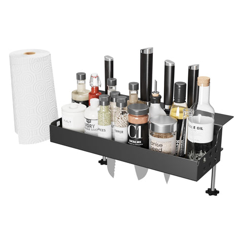 jkxoo Griddle Caddy for Blackstone 17"/22"/28"/36" Prep Cart, Blackstone Griddle Accessories Storage Box, Space Saving Blackstone Grill Caddy, BBQ Grill Caddy with Tool Holder & Paper Towel Holder