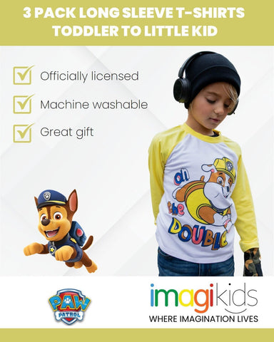 Nickelodeon Paw Patrol Boys' 3-Pack Long Sleeve T-Shirts Toddler to Little Kid