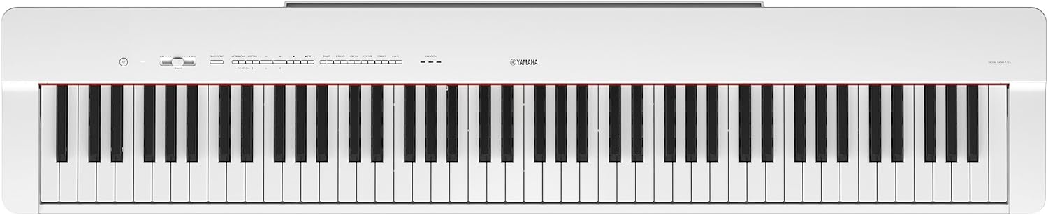 Yamaha P225 88-Key Digital Piano with Weighted Keys, Portable Design, Keyboard, Music Rest, Sustain Foot Switch, and Built-In Speakers, White (P225WH)