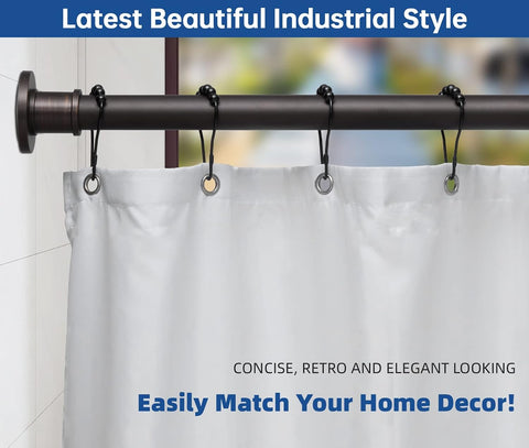 BRIOFOX Industrial Shower Curtain Rod - Never Rust Non-Slip 43-72 Inch Stainless Steel, Bronze, Painted-gold Finial