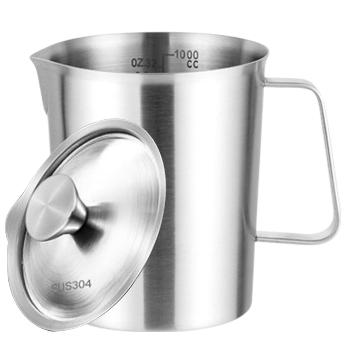 Stainless Steel Measuring Cups 34 Oz Liquid Measuring Cups ML/Ounce Scale Metal Measuring Cups with Lid Induction/Gas Stove Heating for Kitchen, Liquid Measuring Cups
