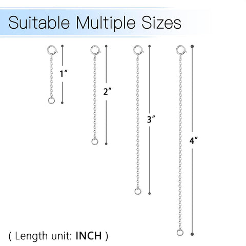 925 Sterling Silver Necklace Extender Silver Chain Extenders for Necklaces Bracelet Anklet Jewelry Extension for Women, 4 Piece Set (1, 2, 3, 4 Inches)