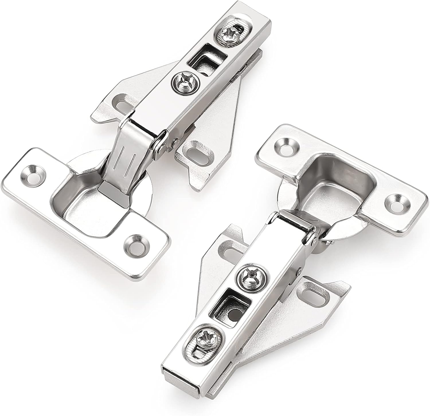 Probrico Soft Opening Kitchen Cabinet Hinges 10 Pair (20 Pack), Brushed Satin Nickel Face Frame Mounting Concealed Hinges for Kitchen Cupboard Hardware, with Mounting Screws