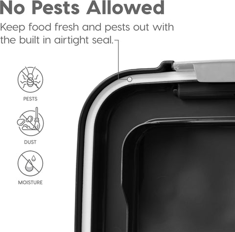 IRIS USA Airtight Pet Food Storage Rolling Container, 30 lb Capacity, Black