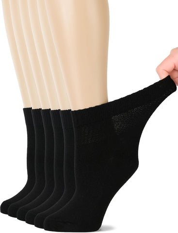 Hugh Ugoli Women's Rayon Ankle Loose Fit Diabetic Socks, Soft, Seamless Toe, Wide Stretchy, Non-Binding Top, 3-6 Pairs