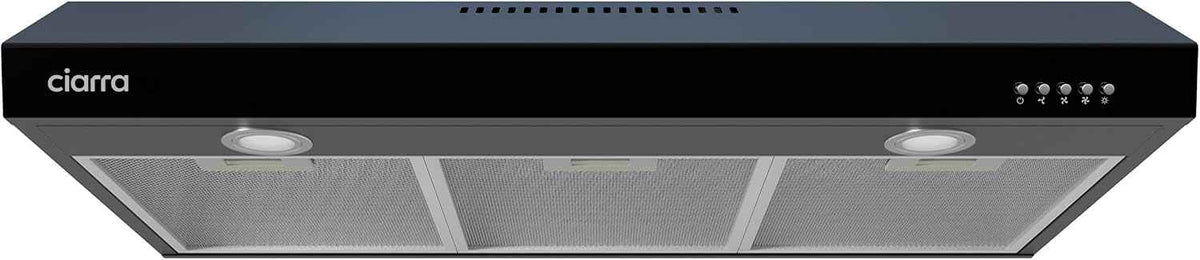 CIARRA Black Range Hood 30 inch Under Cabinet Ductless Ducted Convertible, Slim Kitchen Stove Vent Hood with 3 Speed Exhaust Fan