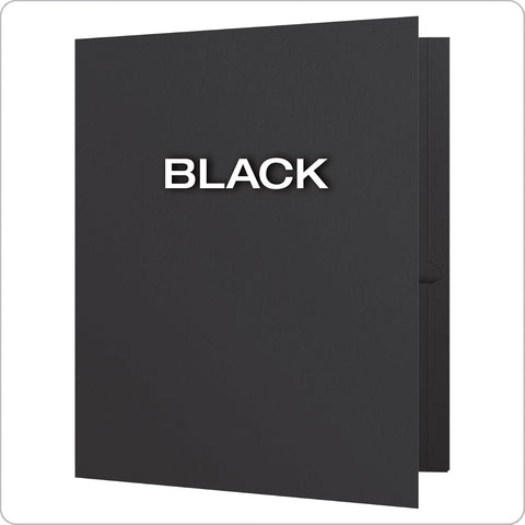 Oxford Twin-Pocket Folders, Textured Paper, Letter Size, Black, Holds 100 Sheets, Box of 25 (57506EE), 8-1/2 x 11