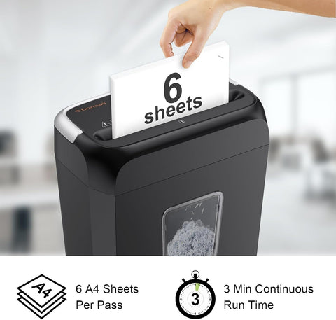 Bonsaii 5-6 Sheet Cross Cut Paper Shredder for Home use, 3.4 Gal Bin
