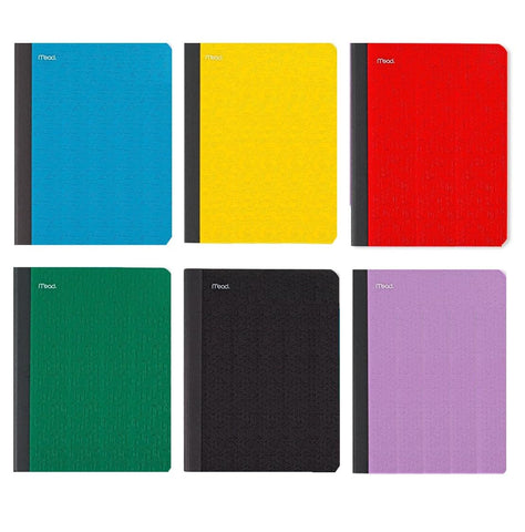 Five Star Composition Book + Study App, 4 Pack, Wide Ruled Paper, 7-1/2" x 9-3/4", 80 Sheets, Forest Green, Tidewater Blue, Fire Red and Harvest Yellow (950033B-ECM)