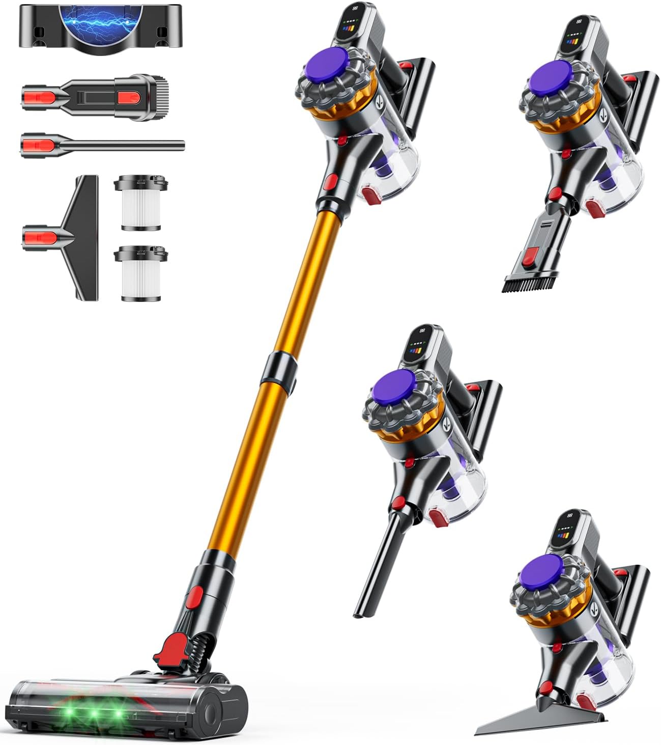 Cordless Vacuum Cleaner, 600W 50KPA Vacuum Cleaners for Home, 65Mins Stick Vacuum Cordless with Self-Standing, LED Display & Anti-Tangle, Lightweight Wireless Vacuum for Pet Hair/Carpets/Floors