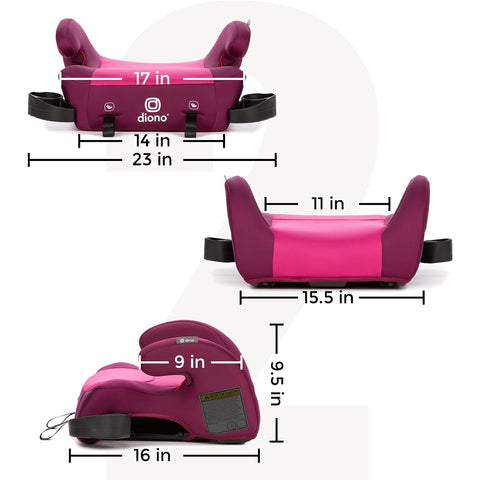 Diono Solana 2 XL Pack of 2 2022, Dual Latch Connectors, Lightweight Backless Belt-Positioning Booster Car Seat, 8 Years 1 Booster Seat, Pink