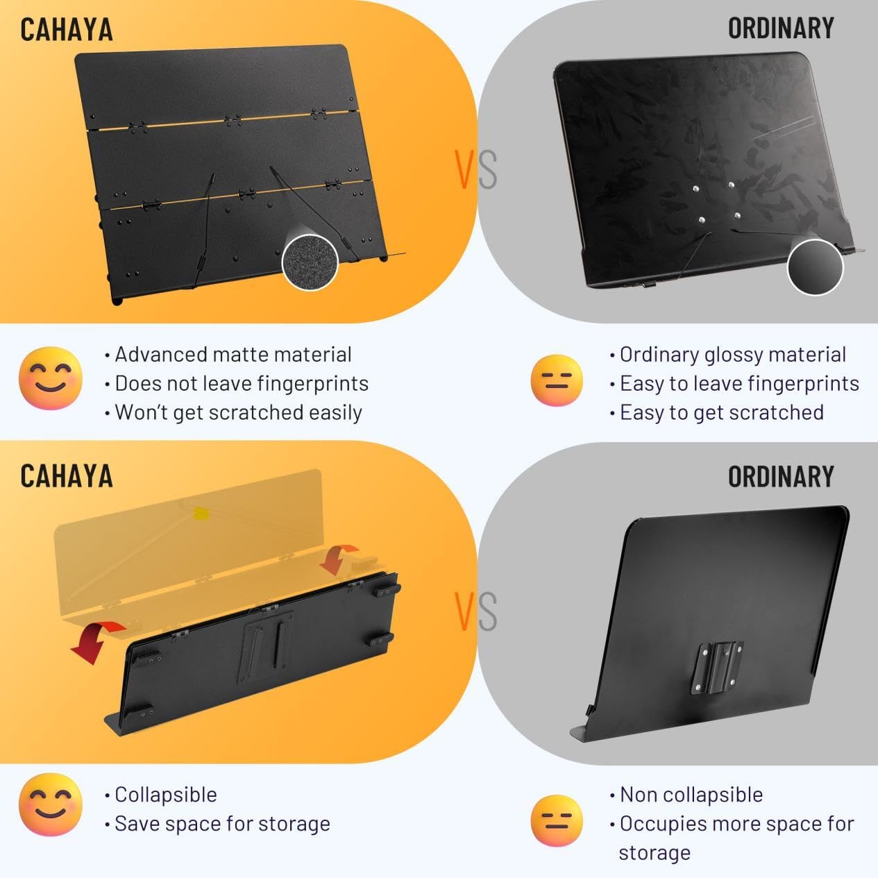 CAHAYA Sheet Music Stand Foldable Tri-fold Panel Portable for Travel