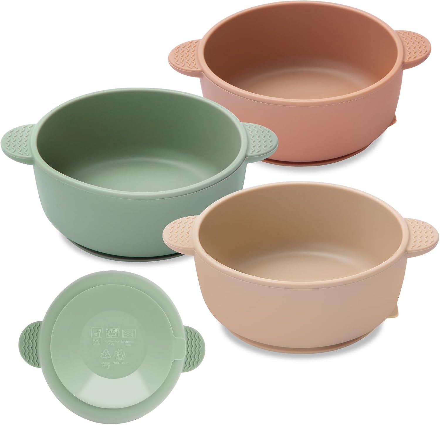 Eascrozn 3 Pack Baby Bowls, Suction Bowls for Baby Toddlers, BPA Free