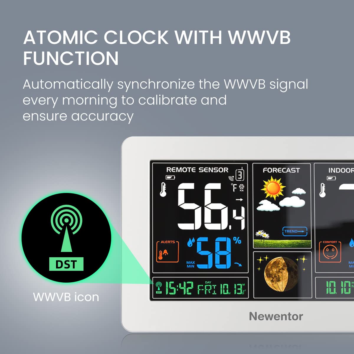 Newentor Weather Station Wireless Indoor Outdoor Thermometer, White,1Sensor