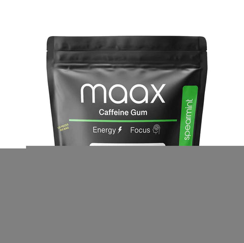 Maax Caffeine Energy Gum | 125mg of caffeine per piece | Spearmint | 125 total pieces per bag