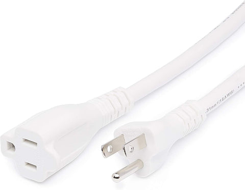 Amazon Basics 3-Prong Extension Cord for Indoor Use, 13 Amps, 125V, 6 Foot, White, 2-Pack
