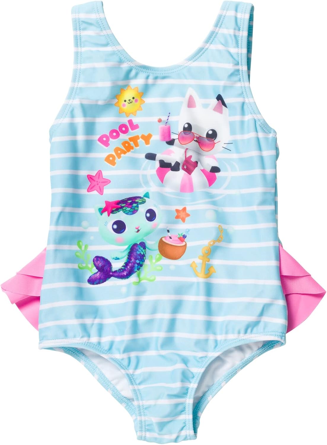 DREAMWORKS GABBY'S DOLLHOUSE Pandy Paws Mercat Girls One Piece Bathing Suit Toddler to Little Kid