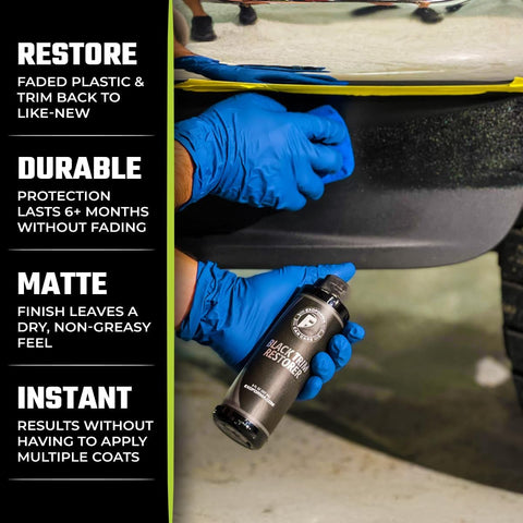 ExoForma Black Trim Restorer - Lasts 6+ Months, Dye Infused Waterproof Plastic Restorer for Cars - Perfect for Faded Bumpers, Trim & Vinyl on Jeeps, Truck Beds, Avalanches & ATVs | 8oz