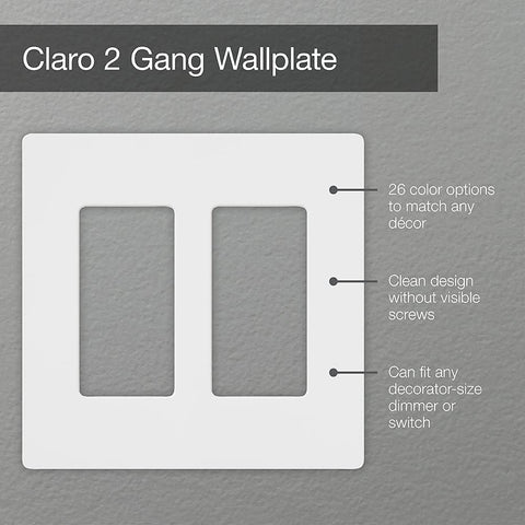 Lutron Claro Light Switch Cover Plate, 2 Gang Wallplate, for Decorator Light Switches, Screwless Switch Plate Cover, Gloss, CW-2-BL, Black