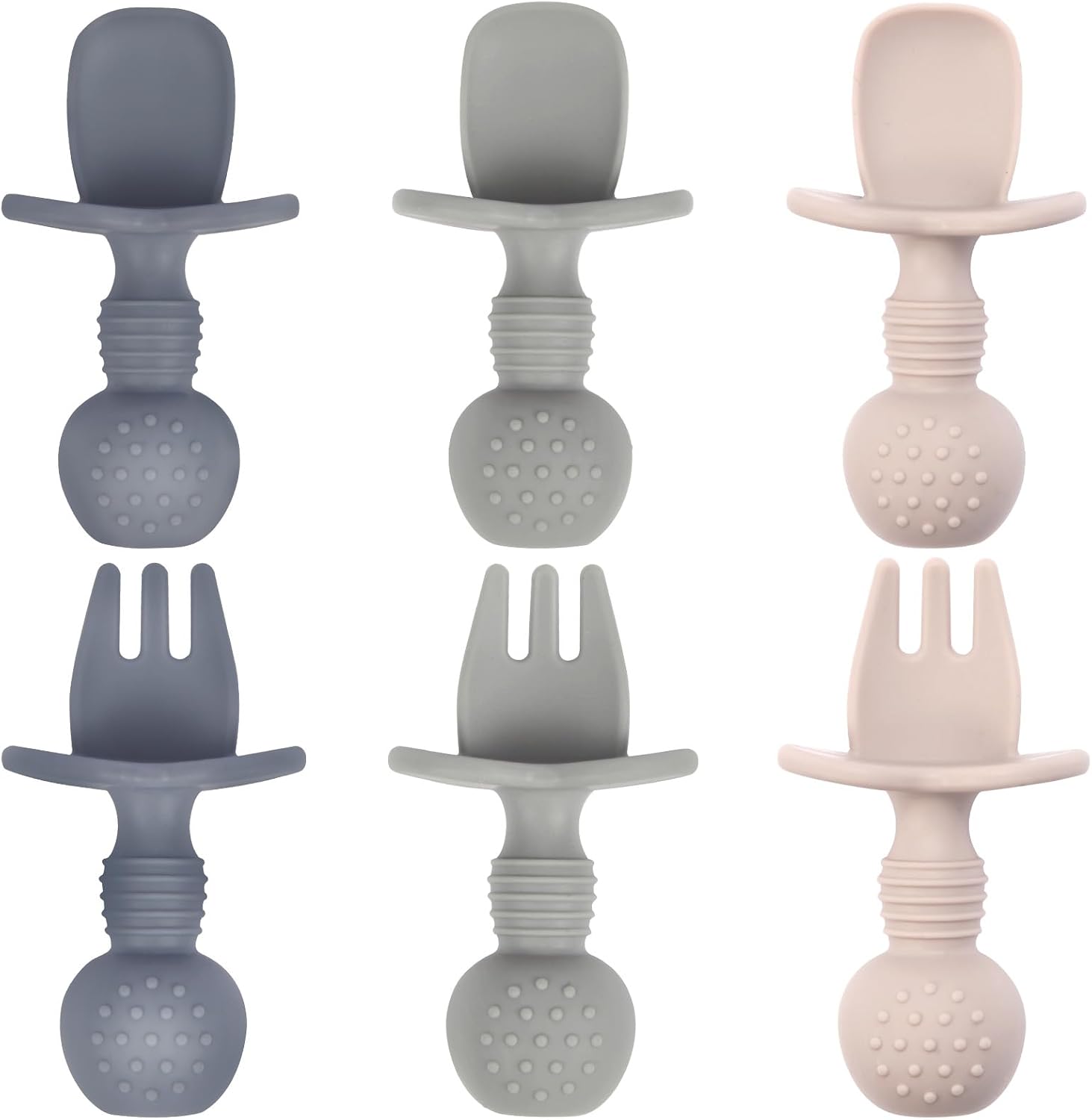 Eascrozn Baby Utensils, 6 Pack Silicone Forks and Spoons Set, BPA Free