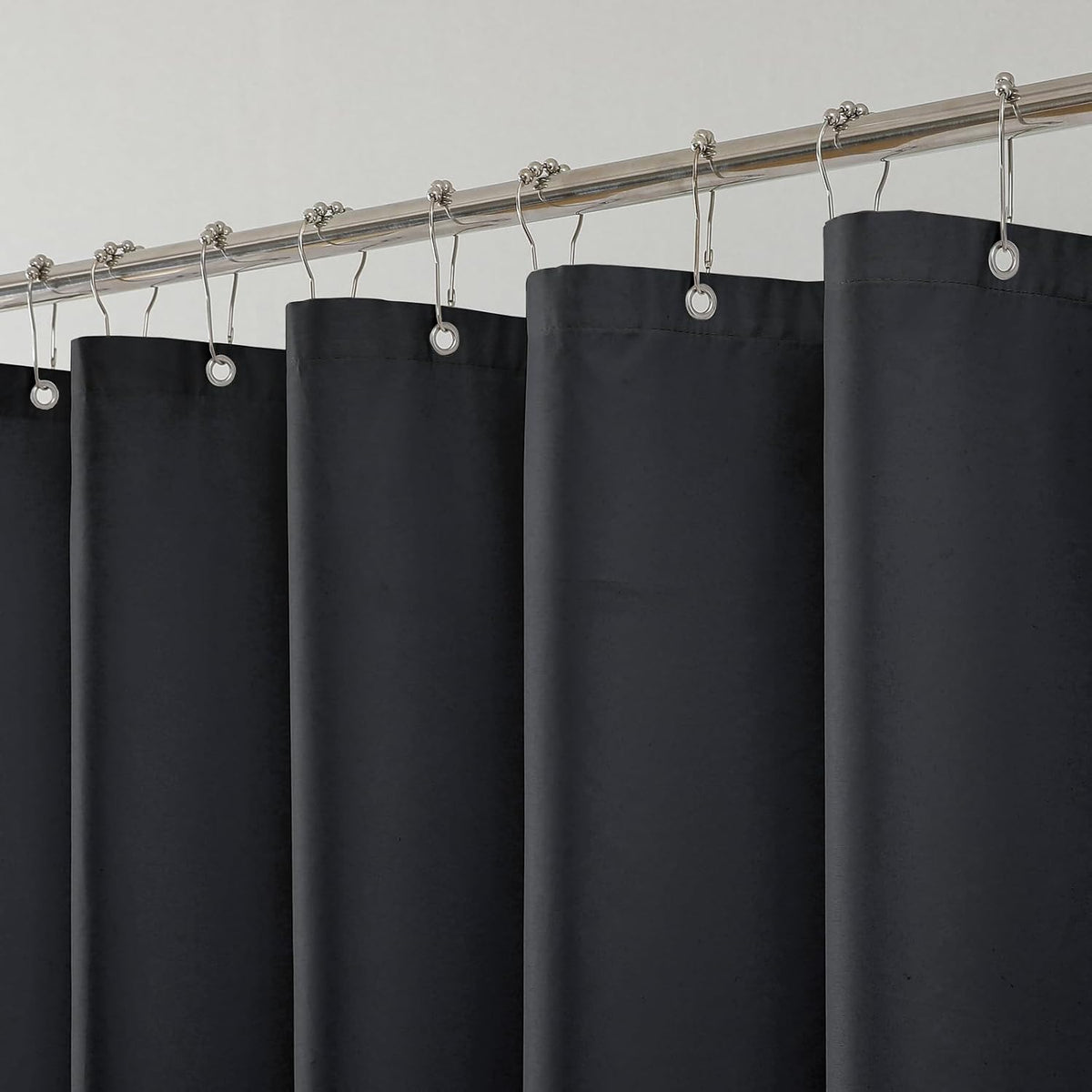 1 Pack Water-Repellent Fabric Shower Curtain Liner, 72x66 Black
